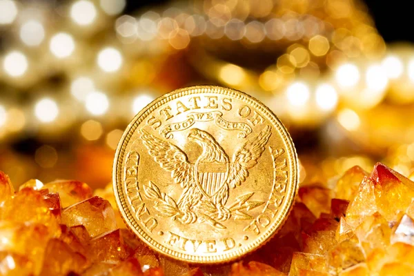 Real Gold Coins Dark Background — Stock Photo, Image