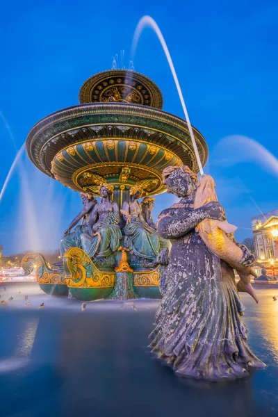 Fontaine Place Concorde Paryżu Francja — Zdjęcie stockowe