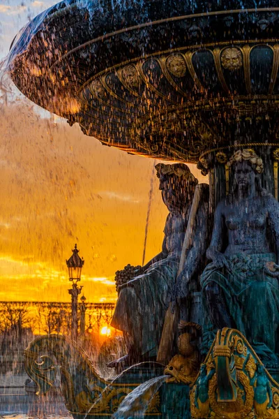 Fontaine Place Concorde Paryżu Francja — Zdjęcie stockowe