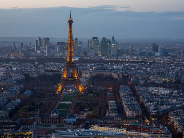 París Francia Diciembre 2018 Visión General París Noche Desde Torre —  Fotos de Stock