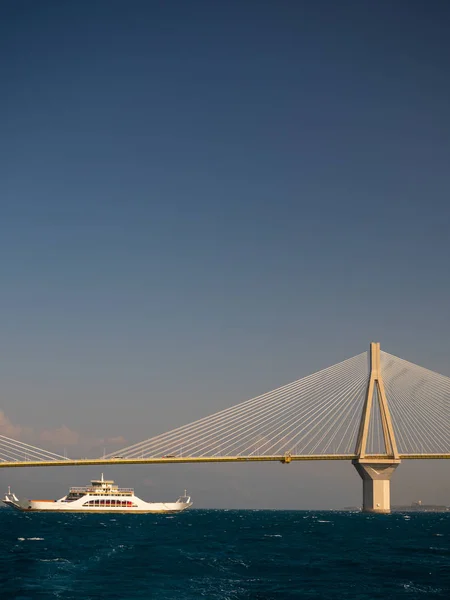 Rio Antirio Brug Charilaos Trikoupis Brug Een Van Langste Kabel — Stockfoto