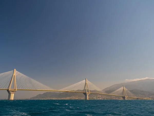 Rio Antirio Bridge Charilaos Trikoupis Bridge One Longest Cable Stayed — Stock Photo, Image