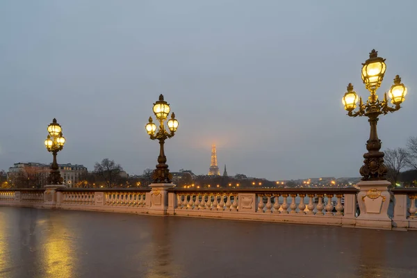 Paris Seine Ribera Por Noche —  Fotos de Stock