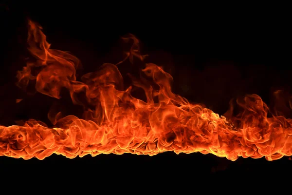 Blazing Flames Black Background — Stock Photo, Image