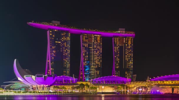 Licht Water Toon Marina Bay Sands Singapore — Stockvideo