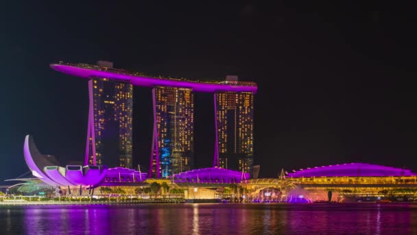 Licht Water Toon Marina Bay Sands Singapore — Stockvideo