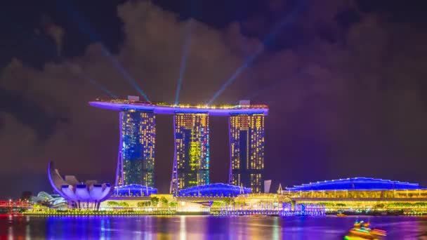 Spettacolo Luce Acqua Marina Bay Sands Singapore — Video Stock