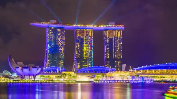 Espectáculo Luz Agua Marina Bay Sands Singapore — Vídeos de Stock
