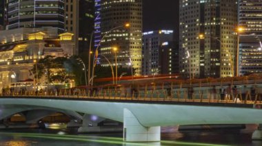 Jubilee Köprüsü şehir Singapur geceleri