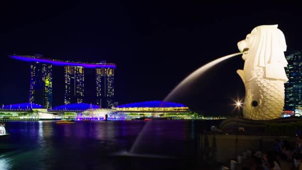 Singapur Světlo Vodní Show Spektra Marina Bay Sands — Stock video