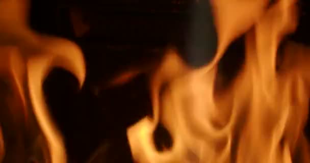 木製の非常に熱い火の場所 — ストック動画
