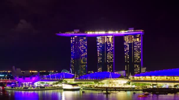 Singapur Světlo Vodní Show Spektra Marina Bay Sands — Stock video