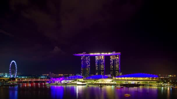 Singapur Světlo Vodní Show Spektra Marina Bay Sands — Stock video