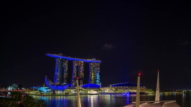 Singapur Světlo Vodní Show Spektra Marina Bay Sands — Stock video