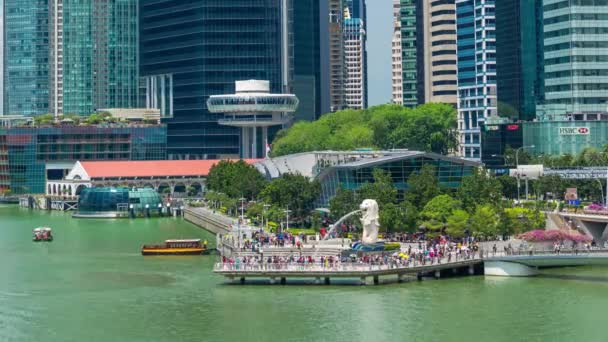 Singapur Şehir Merlion Parkı — Stok video