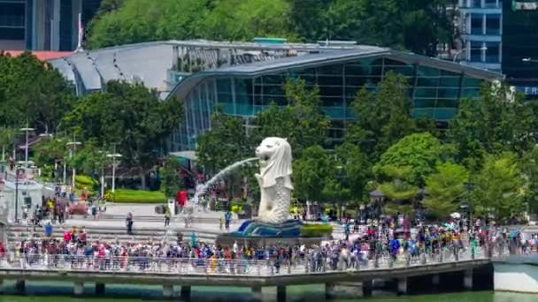 新加坡城市鱼尾狮公园 — 图库视频影像