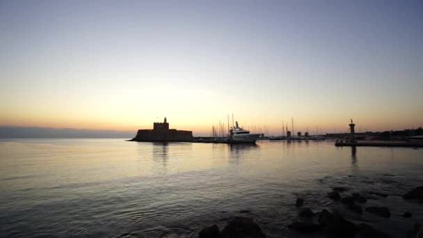 Porto Ilha Rodes Grécia — Vídeo de Stock