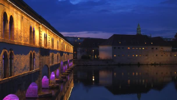 Ponts Couverts Strasbourg Frankreich — Stockvideo