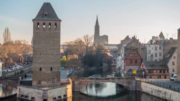 Ponts Couverts Strasbourg Frankreich — Stockvideo