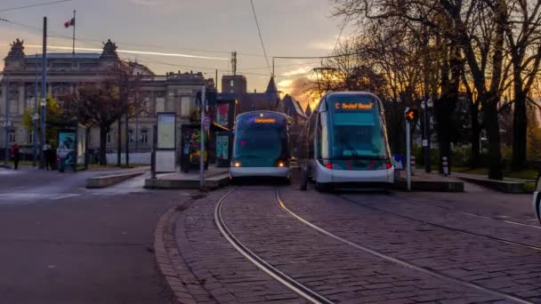 Spårväg Strasbourg Frankrike — Stockvideo