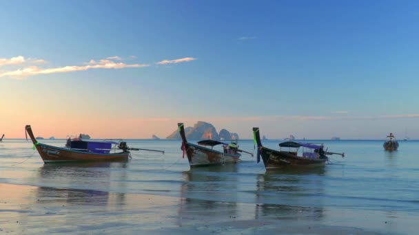 Traditionnel Bateau Longue Queue Coucher Soleil Thaïlande — Video