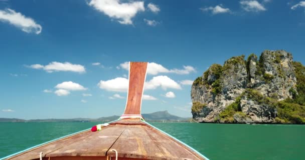 Passeio Barco Barco Cauda Longa Tradicional Tailândia — Vídeo de Stock