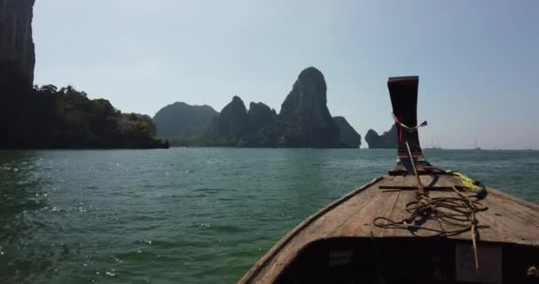 Excursion Bateau Sur Bateau Longue Queue Traditionnelle Thaïlande — Video