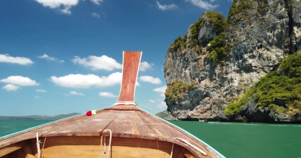 Passeio Barco Barco Cauda Longa Tradicional Tailândia — Vídeo de Stock