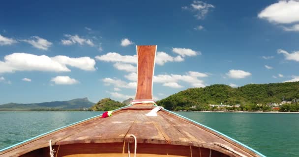 Excursion Bateau Sur Bateau Longue Queue Traditionnelle Thaïlande — Video