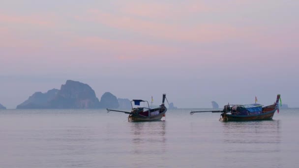 Barco Cola Larga Tradicional Atardecer Tailandia — Vídeos de Stock