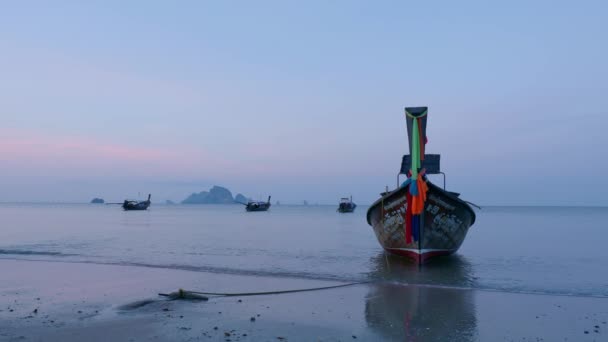 Tramonto Sulla Spiaggia Nang Krabi Thailandia — Video Stock