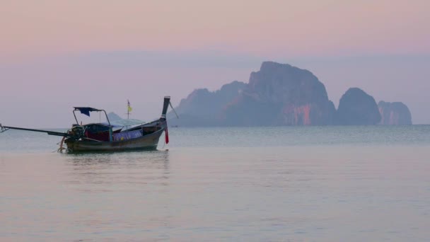Solnedgång Stranden Nang Krabi Thailand — Stockvideo