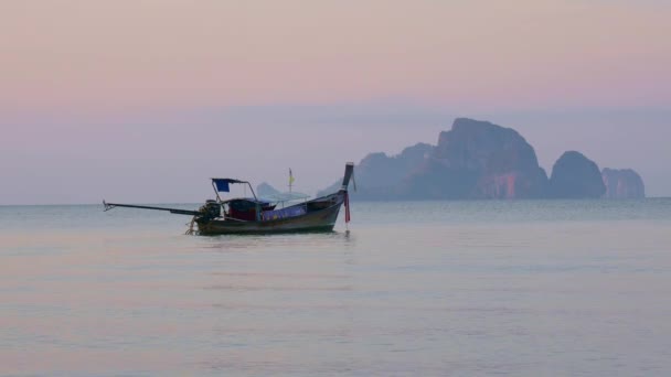 Solnedgång Stranden Nang Krabi Thailand — Stockvideo