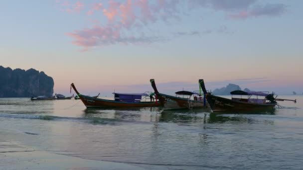 Pôr Sol Praia Nang Krabi Tailândia — Vídeo de Stock