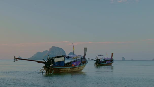 Coucher Soleil Sur Plage Nang Krabi Thaïlande — Video