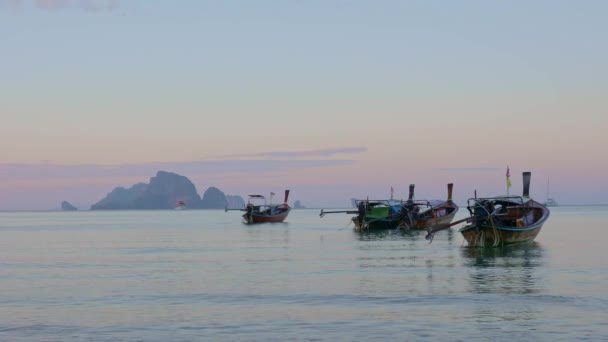 Zonsondergang Het Strand Nang Krabi Thailand — Stockvideo