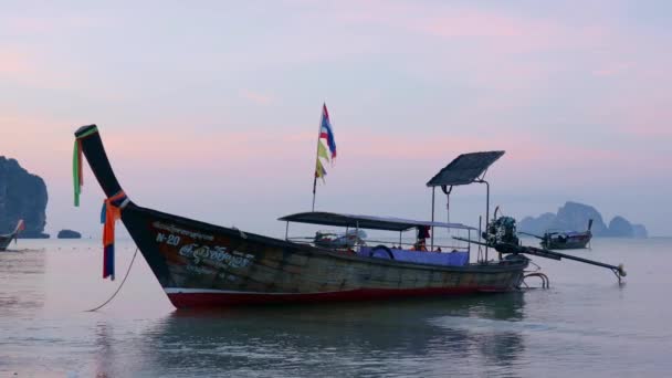 Coucher Soleil Sur Plage Nang Krabi Thaïlande — Video