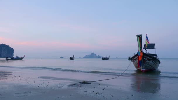 Západ Slunce Pláži Nang Krabi Thajsko — Stock video