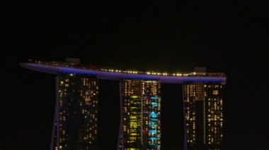 Singapore City, Singapur - 2 Mart 2019: Spectra ışık ve su gösteri Marina defne kum Casino Hotel Downtown Singapur 