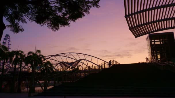 Die Spiralenbrücke Ist Eine Fußgängerbrücke Die Das Zentrum Der Marinebrücke — Stockvideo