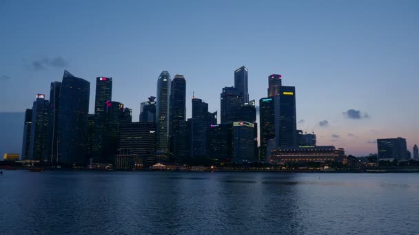 Singapore Skyline Nacht — Stockvideo