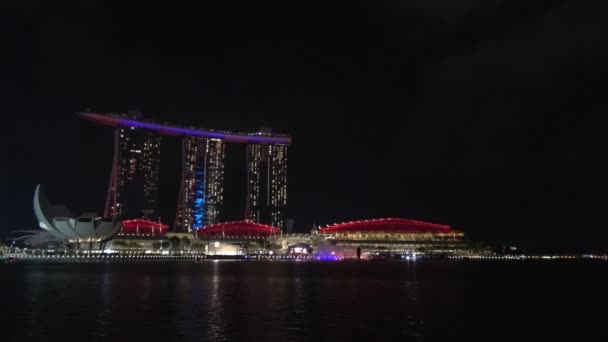 Stad Singapore Singapore Maart 2019 Spectra Licht Water Toon Marina — Stockvideo