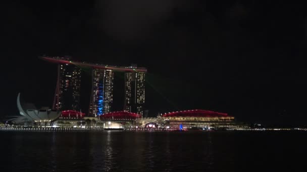 Πόλη Σιγκαπούρη Σιγκαπούρη Μαρτίου 2019 Φάσματα Φως Και Νερό Εμφάνιση — Αρχείο Βίντεο