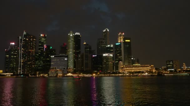 Panoráma Singapuru Noci — Stock video