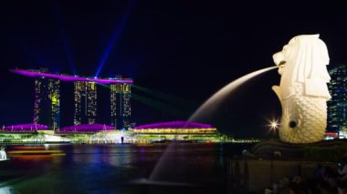8 k Timelapse Singapur ışık ve su gösterisi  