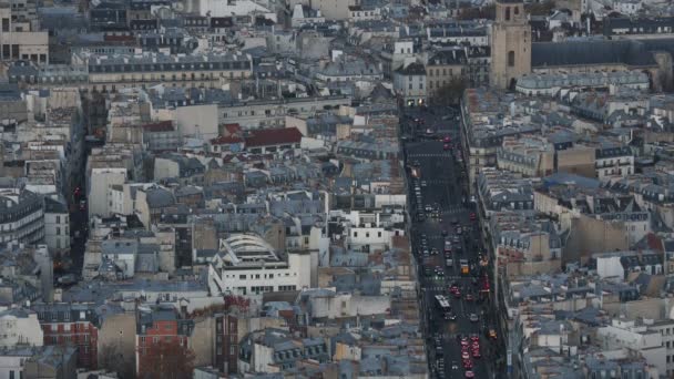 Blick Auf Die Dächer Von Paris Der Abenddämmerung — Stockvideo