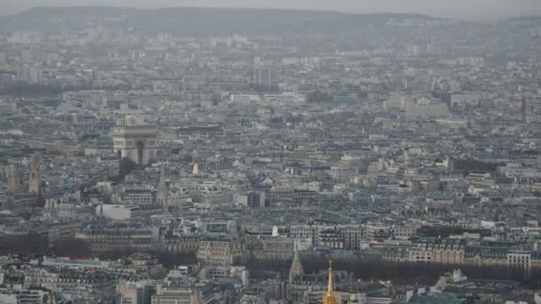 Pohled Paříž Střechy Soumraku — Stock video