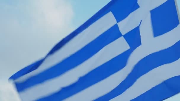 Griechische Flagge Auf Einem Segelboot — Stockvideo