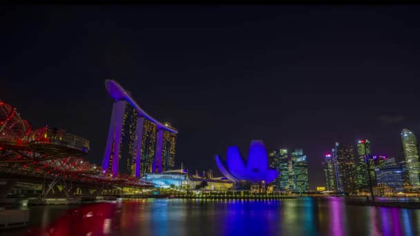 Spectra Işık Gösterisi Marina Bay Sand Casino Hotel Downtown Singapur — Stok video