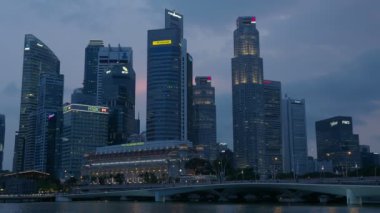Singapore, Singapore - FEBRUARY 14, 2020: View at Singapore City Skyline at night